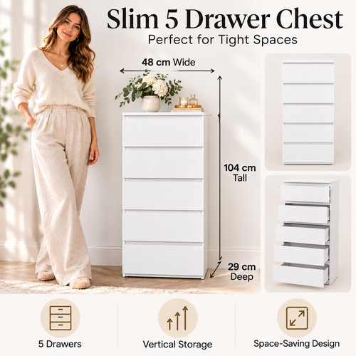 White slim drawer tall - white,