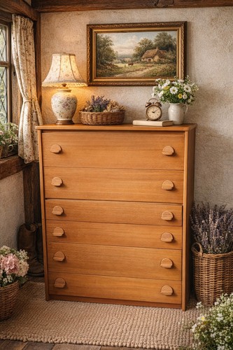 Vintage stag tall boy teak - vintage,