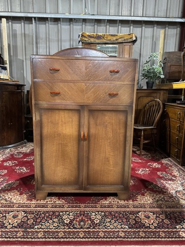 Vintage tallboy oak chest - oak,