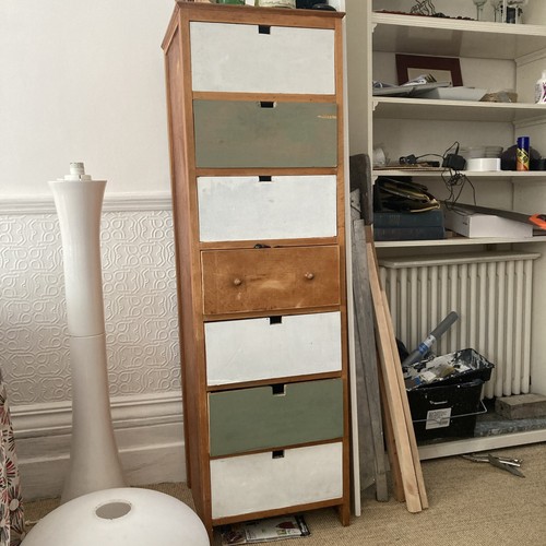 Unusual wooden tallboy mid - wooden,