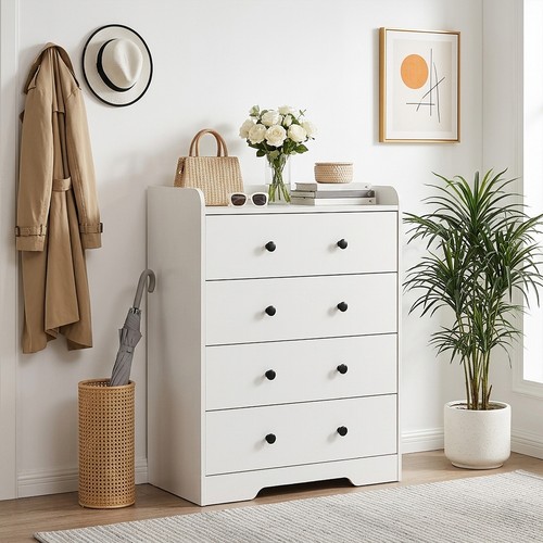 White drawer chest of - 4‑drawer,