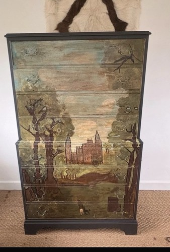 Solid oak tall boy antique - solid,
