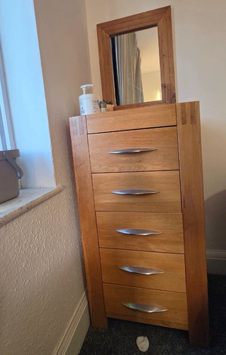 Oak vaneer tallboy - oak, of