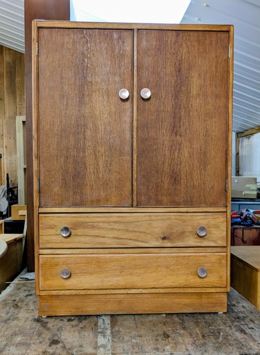 Vintage oak utility tallboy - utility,