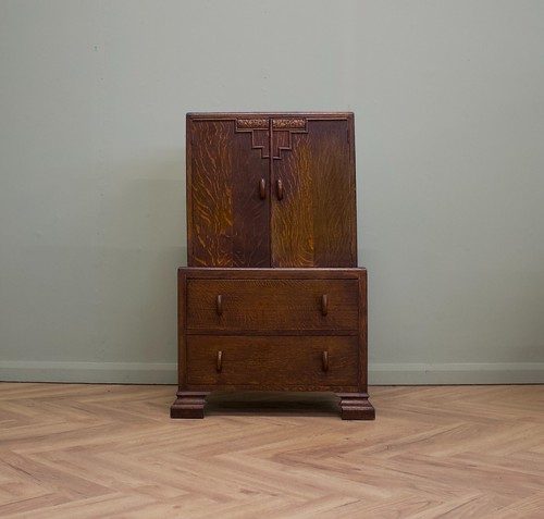 Vintage art deco oak - art, tallboy