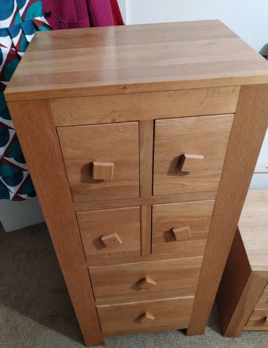 Oak drawer tallboy chest - oak,
