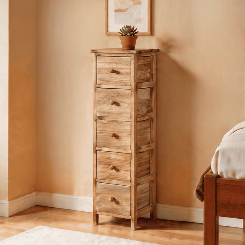 Drawer chest natural wooden - natural,