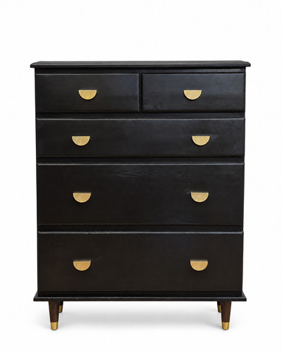 Black tallboy chest - black, drawers